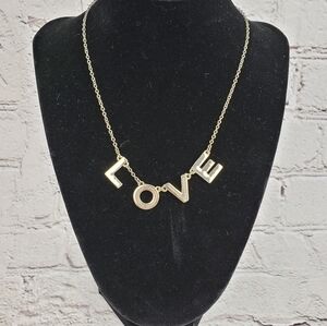 LOVE Link Necklace Silvertone Adjustable